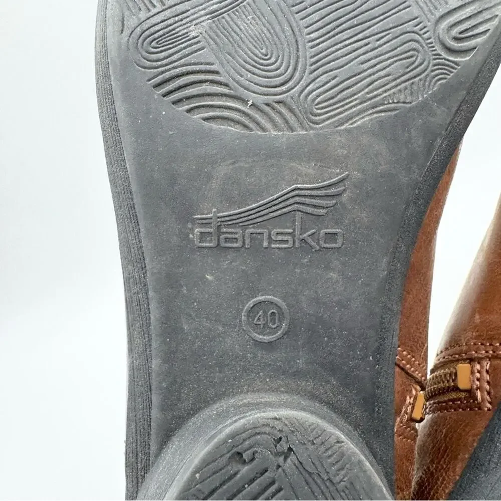 Dansko Raina Leather Low Heel Dip Side Comfort Bootie Brown Sz 40 Office Minimal - Picture 11 of 15